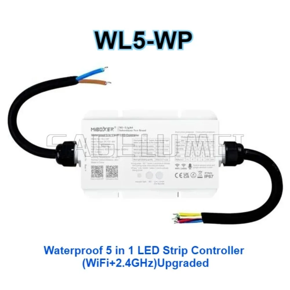 Miboxer جديد ترقية مقاوم للماء IP67 WL5-WP وغير مقاوم للماء WL5 5 في 1 LED تحكم WiFi + 2.4G الذكية LED قطاع التحكم DC12 ~ 48 فولت #3