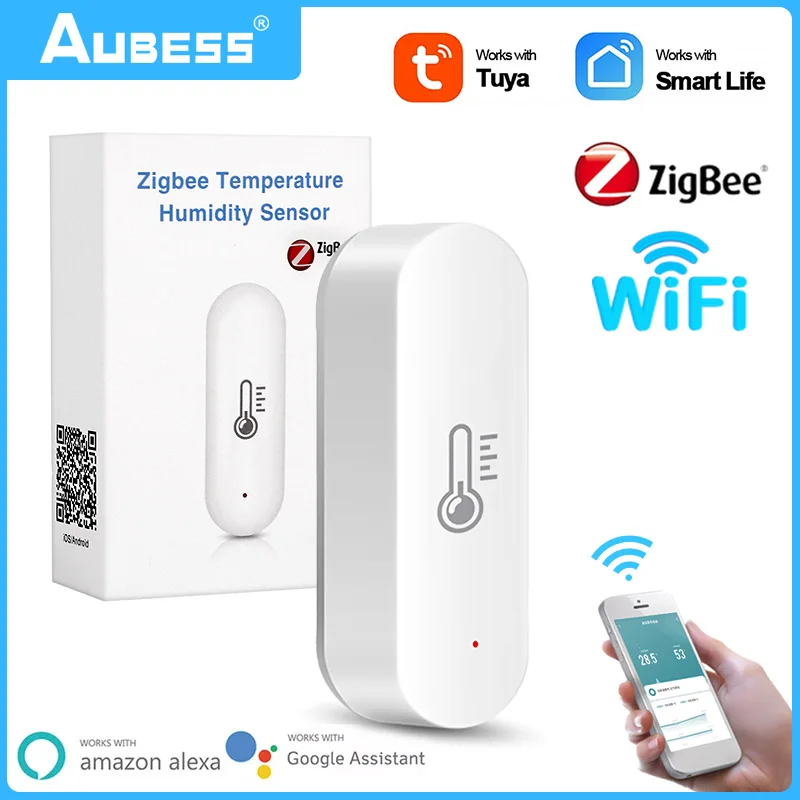 Tuya Wifi/ZigBee Smart Temperature And Humidity Sensor Battery Powered ZigBee Smart Home Security Work With Alexa Google Home