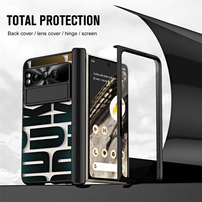 Luxury PC Hinge Bracket Folding Phone Case For Google Pixel Fold 5G With Pen Slot Screen Glass All Inclusive Protective Cover
