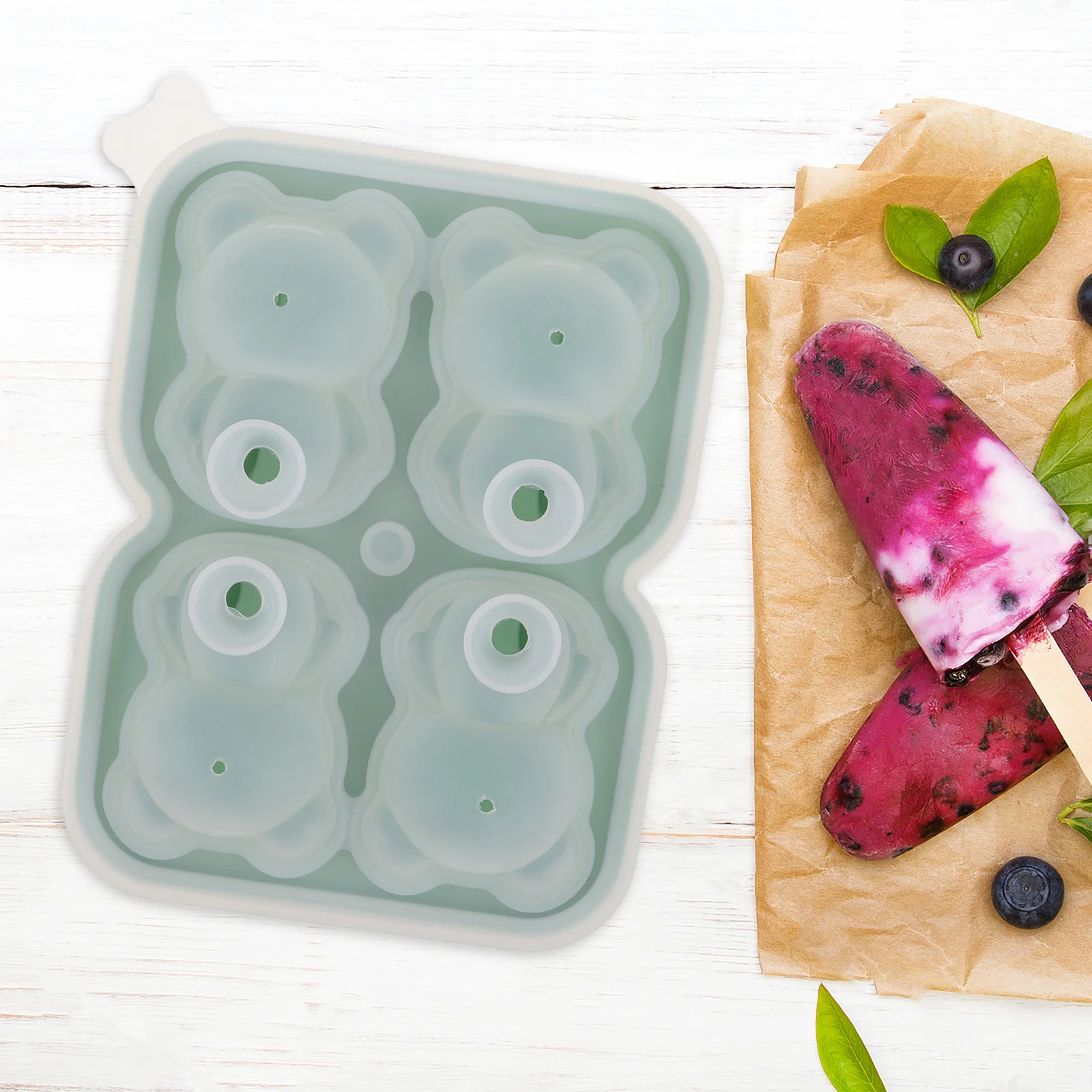

Cute Silicone Bear Shaped Ice Mold for Cubes Desserts Easy Release Use in Home Kitchen Parties