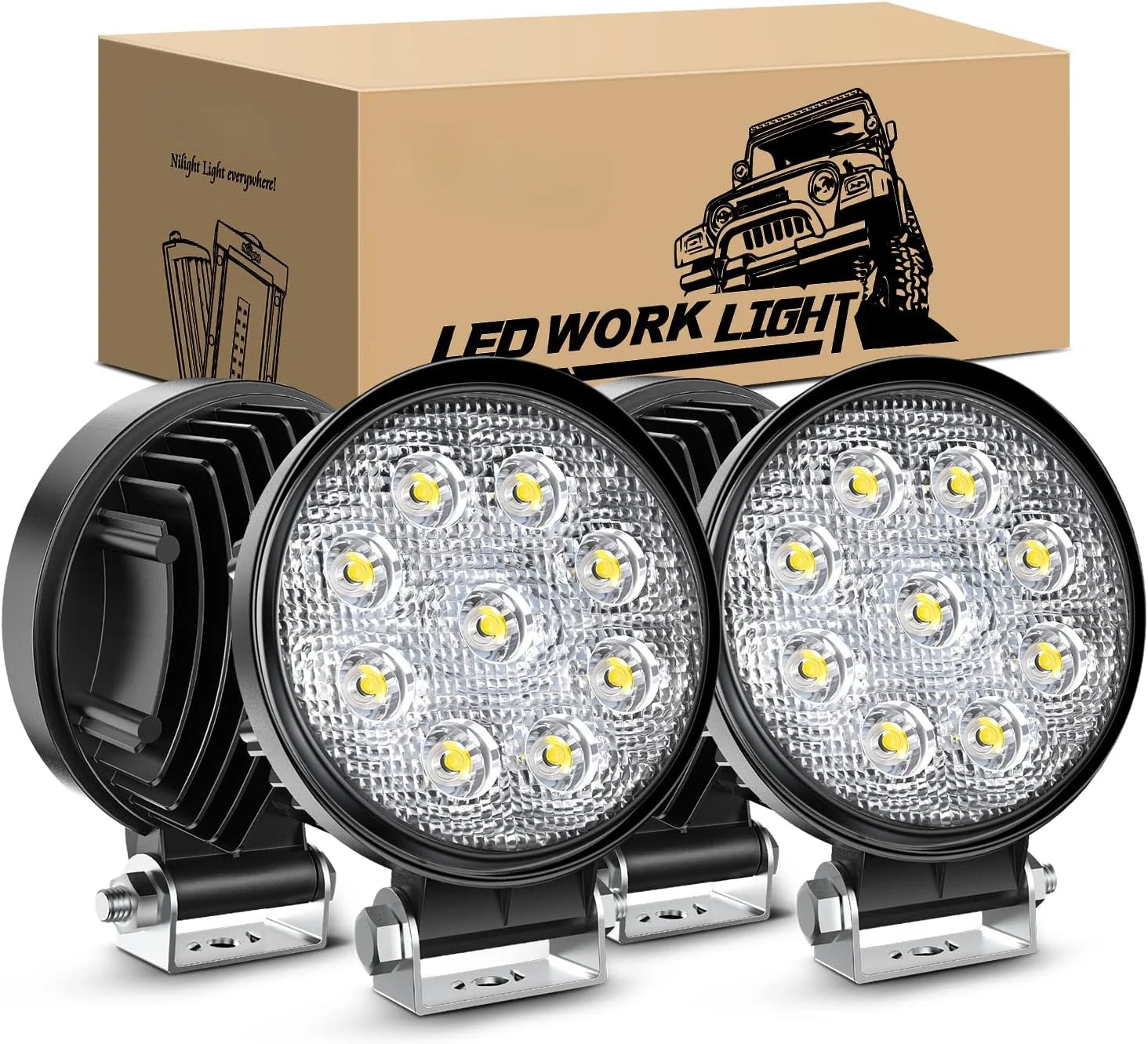 

Светодиодные фары (LED Pods) 4 шт., 4,5 дюйма, 42 Вт, 4200 лм, круглые точечные фонари, внедорожные фары, противотуманные фары, фары для вождения по бездорожью, светодиодные фары на крышу