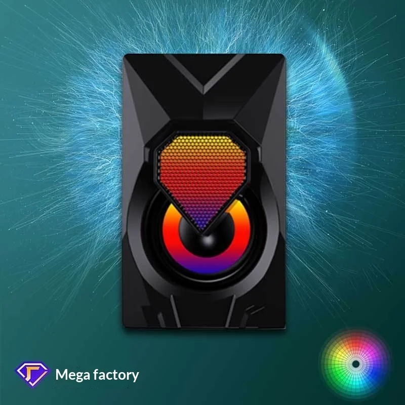

Игровые проводные колонки Fv209 RGB, двухканальные стерео мини-колонки для ПК с объемным звуком для киберспорта и настольных геймеров