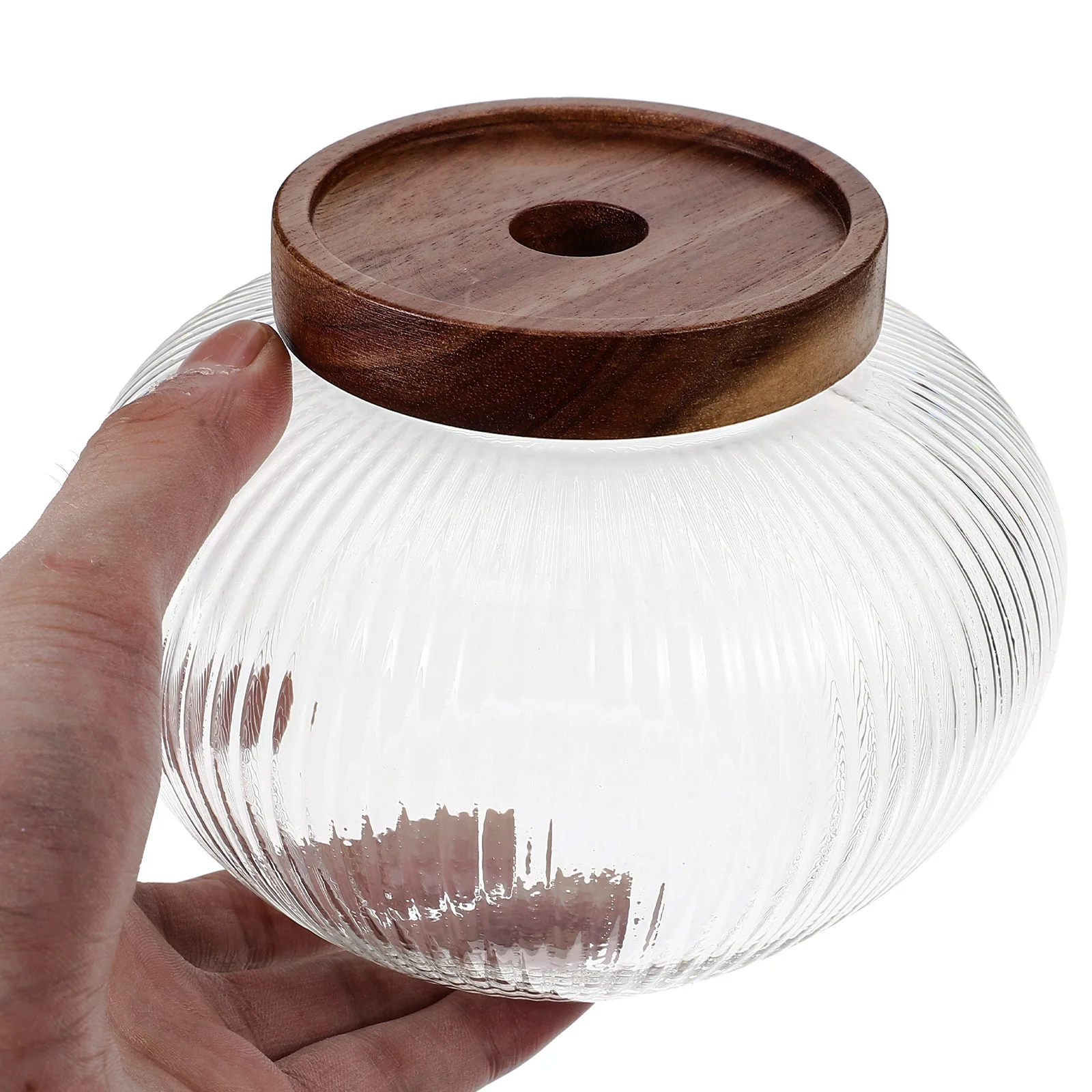 

Glass Storage Jar 1000ml Airtight Canister Wood Lid Clear Glass Container Kitchen Storage Candy Tea Grains Jars with Lids