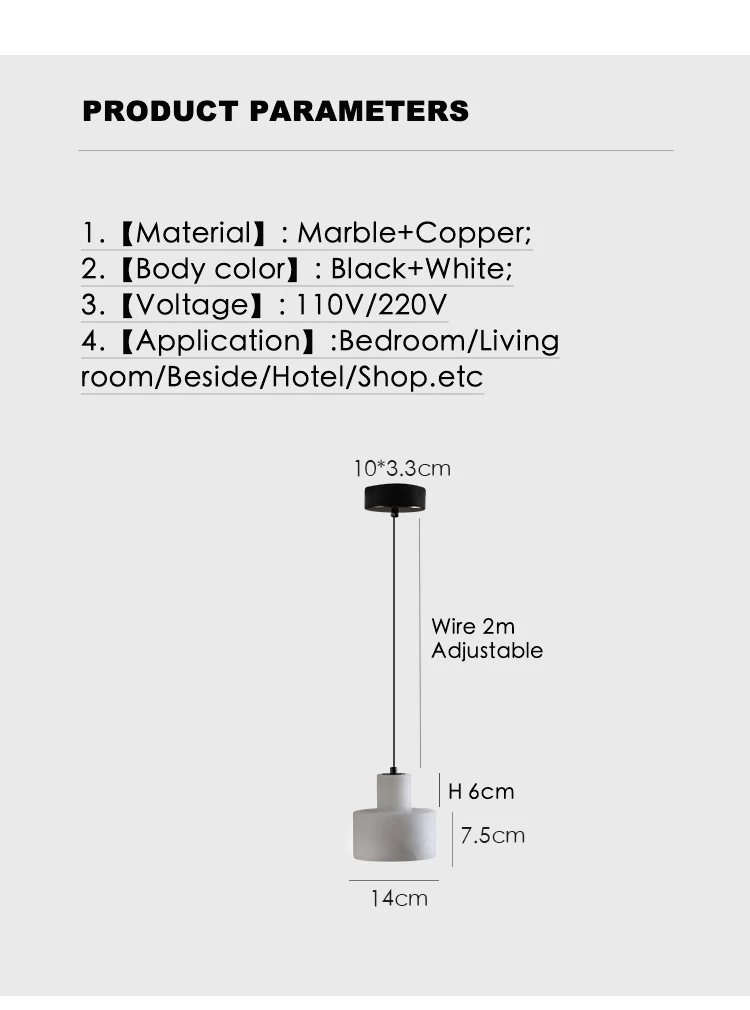 2022 Luxury Spanish Marble Pendant Lamp Bedroom Bedside Living Room Art Decor LED  Stone Single Hanging Rope Chandelier Designer