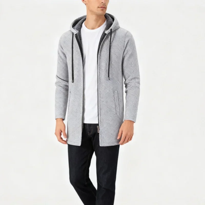 Men's Hoodies Long Sleeve Sweatshirts for Men Zipper Hooded Mens Oversize Winter Top Jacket Coat Black Sweater