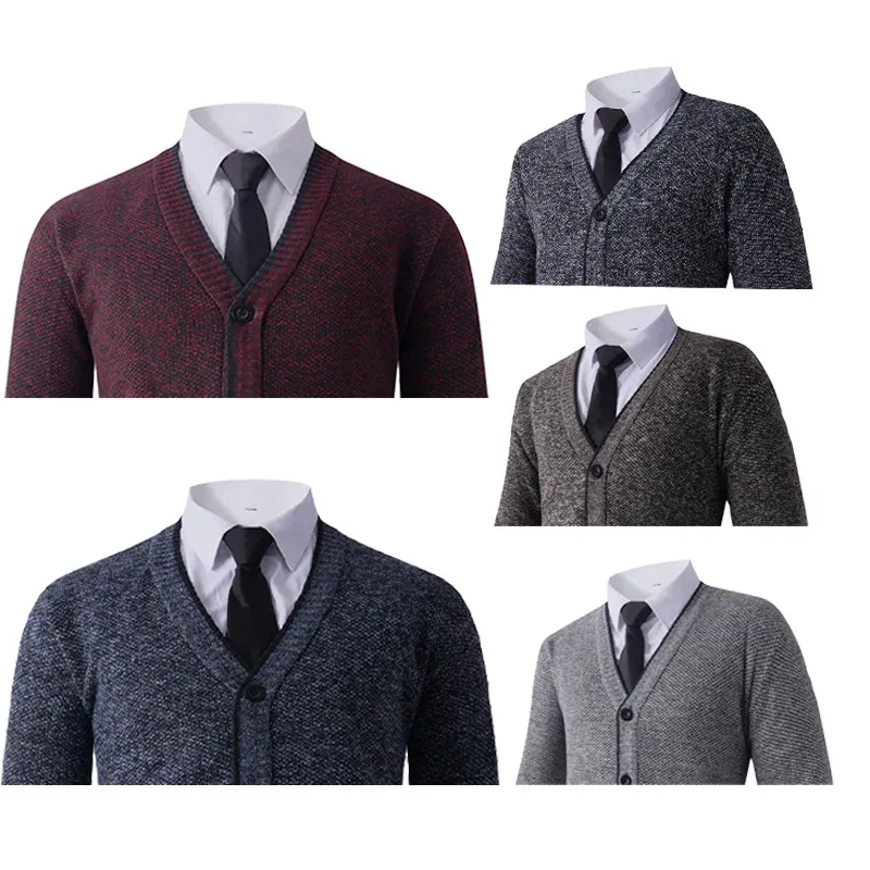 

Men's Fce Lined Thiened Sweater Winter Warm Cardigan Casual Sle V-Ne Long Sve Soft Polyester Fiber Knitted Top