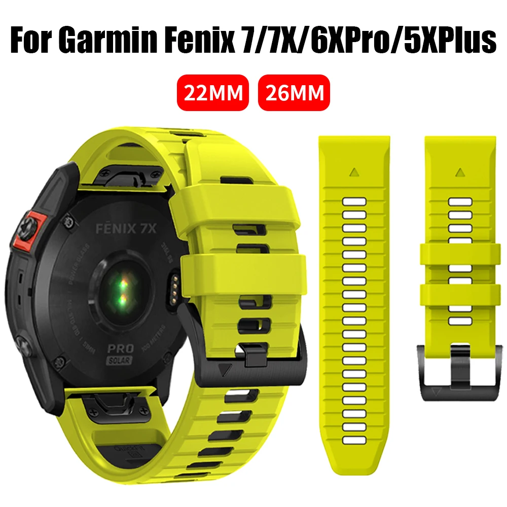 QuickFit 22mm 26mm Two Tone Silicone Strap For Garmin Fenix 7 7X 6X Pro 5XPlus Epix Pro Gen 2 47mm 51mm/TACTIX DELTA Watchband