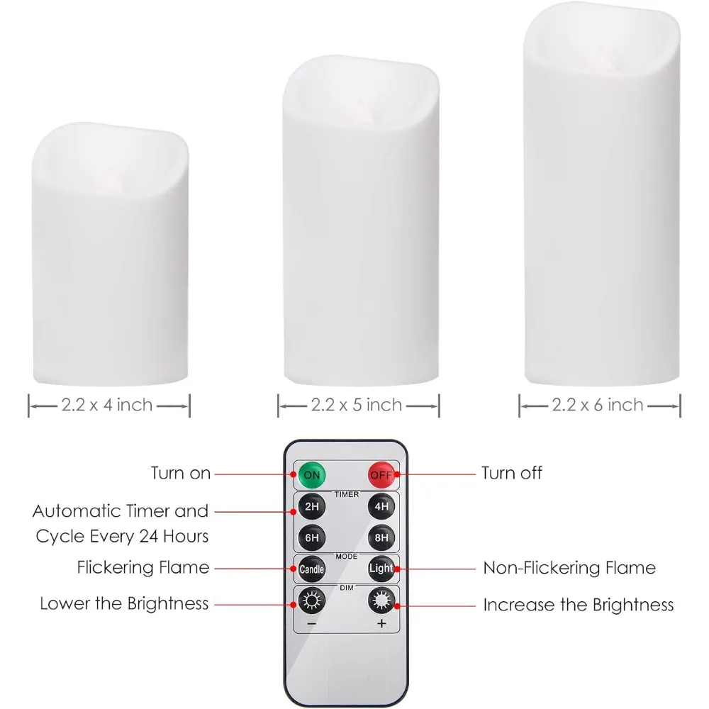 Flameless LED Candles with Remote Control, Waterproof Candles, Battery Operated, 4 Remotes, Wedding Party, 24 Pack