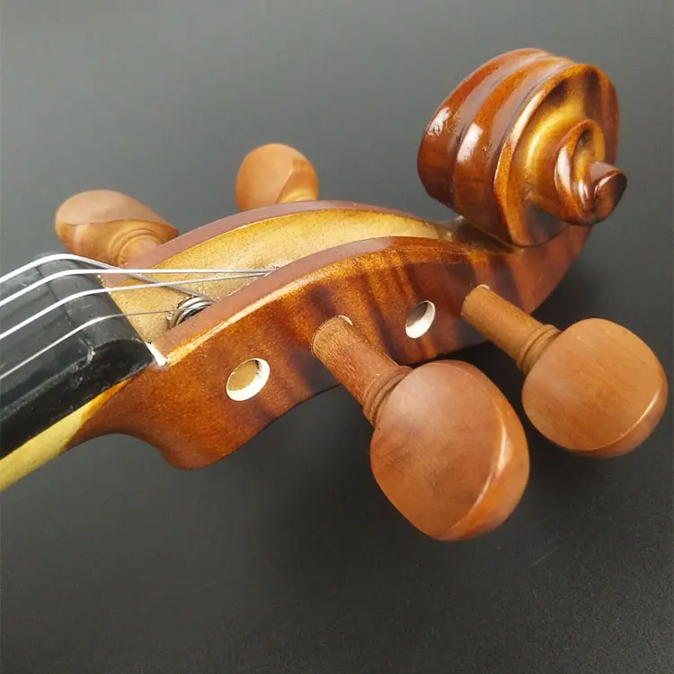 matte Full Size 4/4 maple Acoustic Violin beginner student Violino craft stripes Brazilwood Bow Musical Instruments With Case