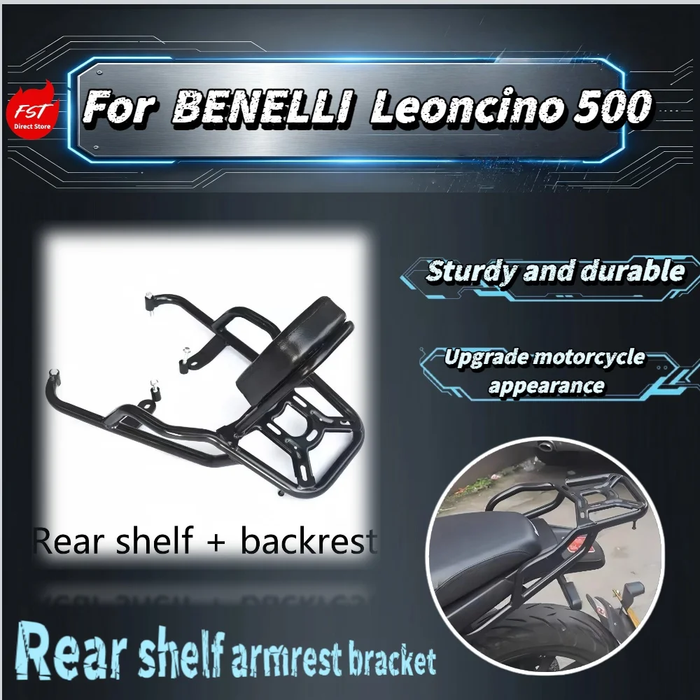 Portapacchi Posteriore Rinforzato per Benelli Leoncino 500, Supporto per Bauletto con Schienale Rinforzato Senza Foratura