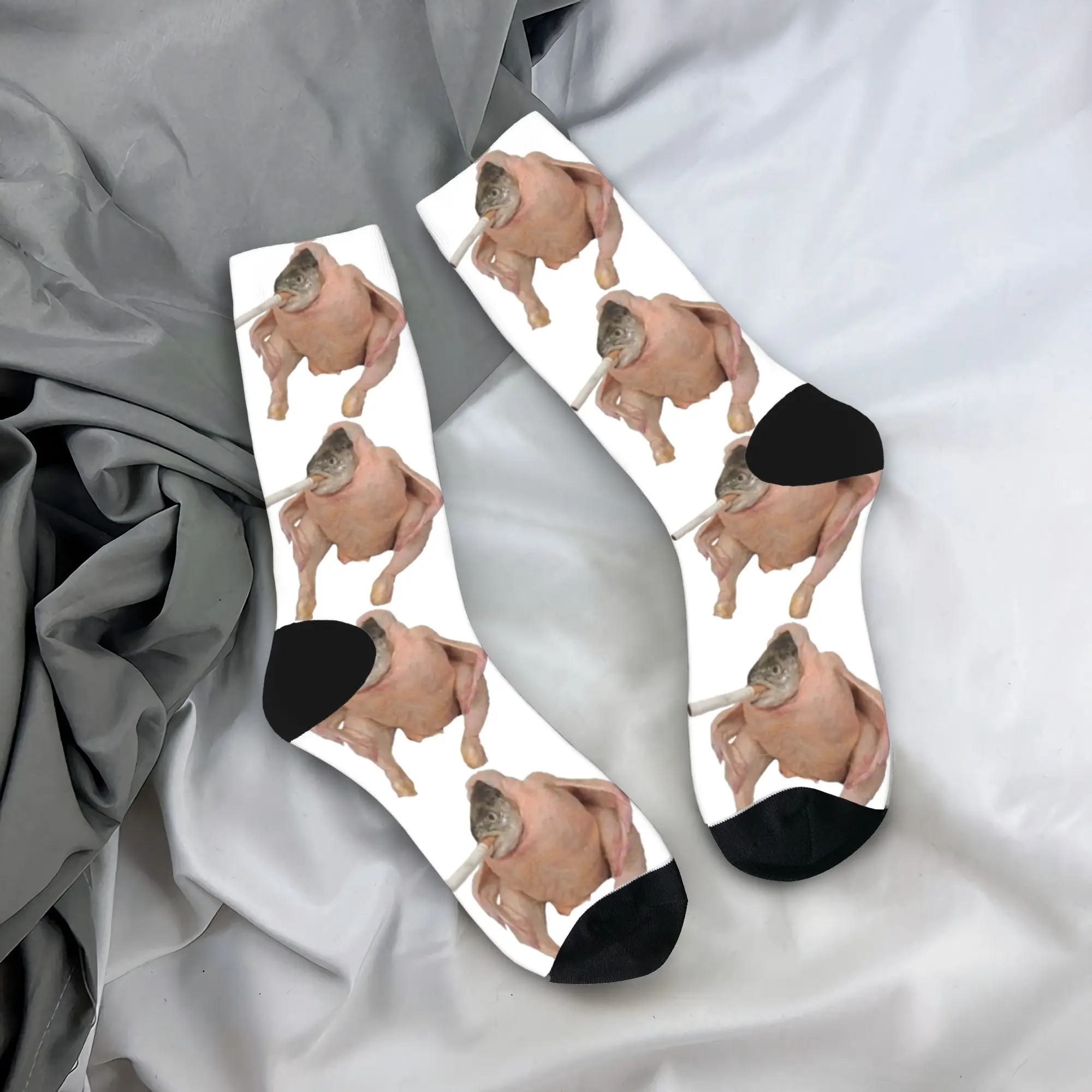 

Fish Chicken Face Smoking a Cigarette Funny Meme Socks Winter Stockings Casual Unisex Men Quality Socks Anti Bacterial Socks