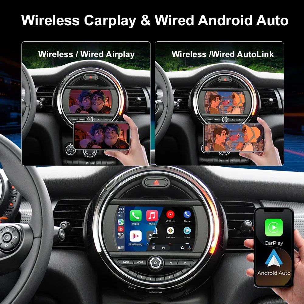 Wireless Android Auto Car MINI CIC NBT EVO R55 R56 R57 R58 R59 R60 R61 F54 F55 Carplay Interface Mirror Link Air Play