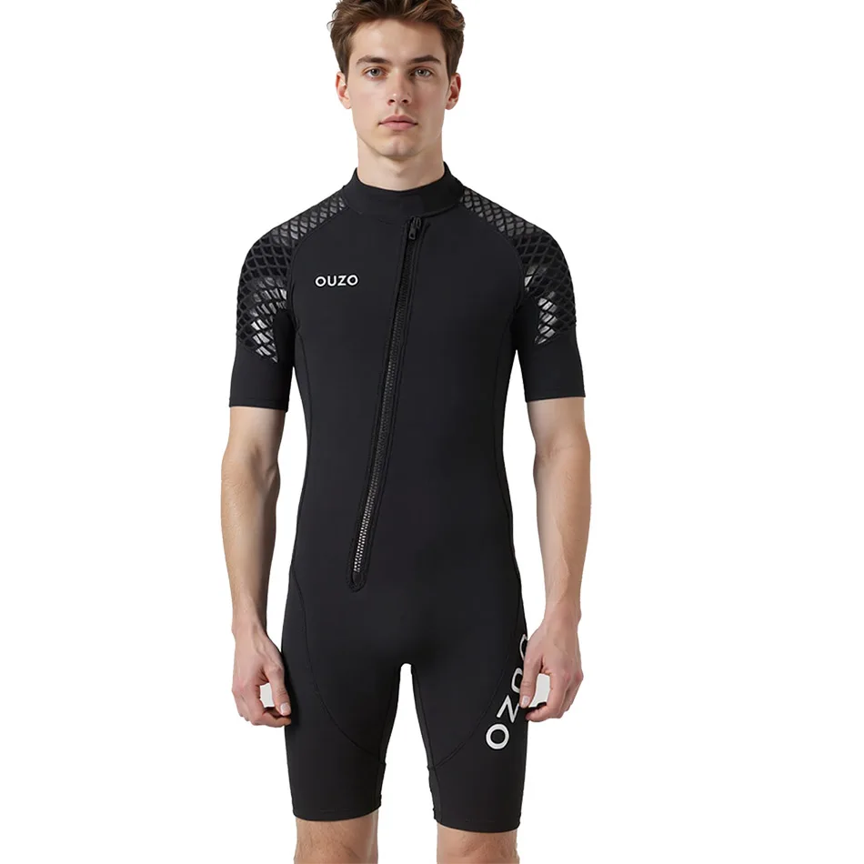 

Весенний гидрокостюм для мужчин, неопреновый костюм 3 мм с короткими рукавами для подводного плавания и дайвинга на молнии спереди