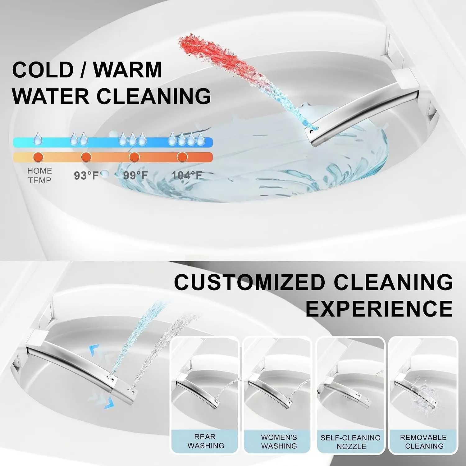 Luxury Smart Toilet with Bidet Built In,Instant Warm Water Dryer Heated, Customized