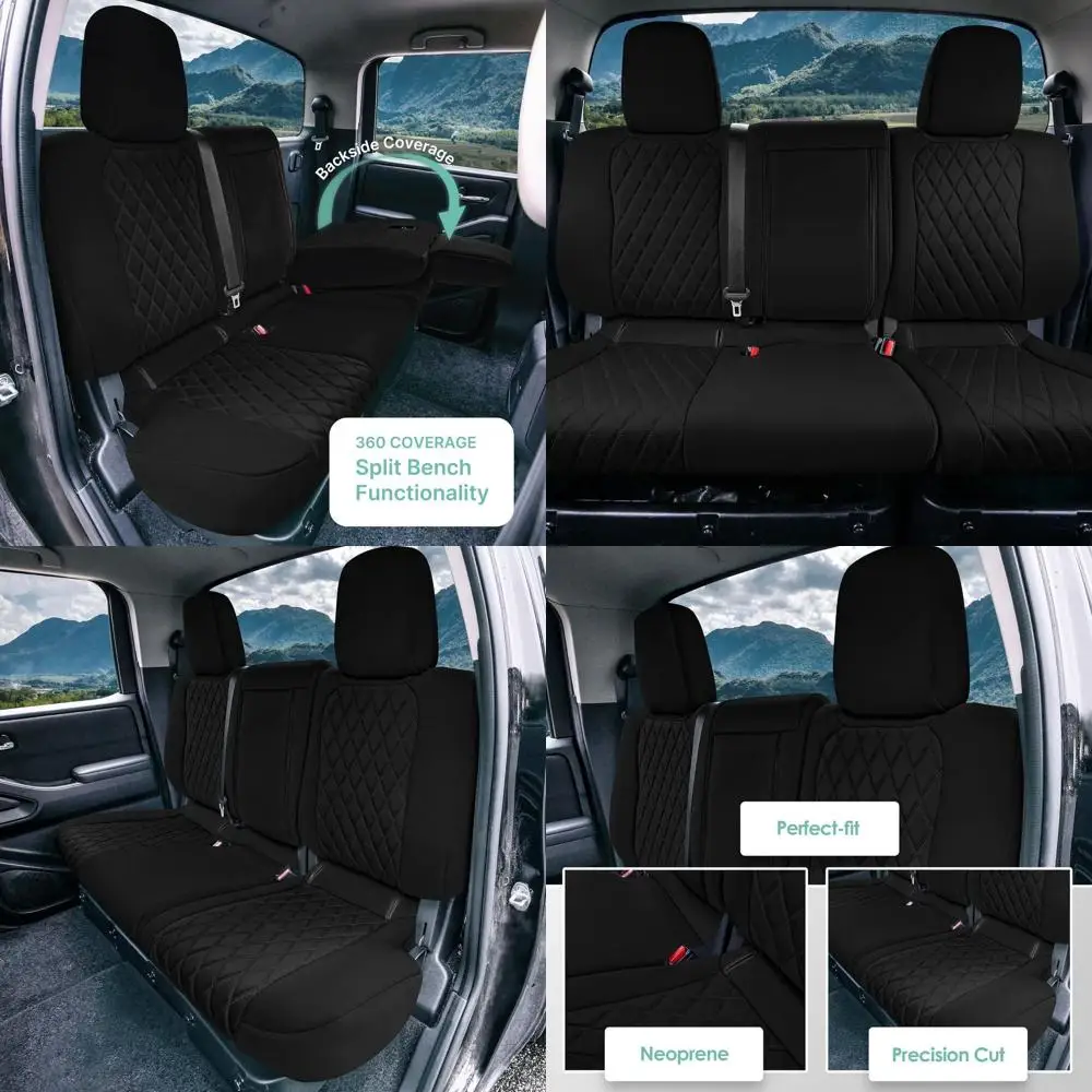 

Чехлы на автомобильные сиденья на заказ специально разработанные для Nissan Frontier 2022-2024 годов, задний комплект, черный ультрафлексный неопреновый водонепроницаемый автомобиль