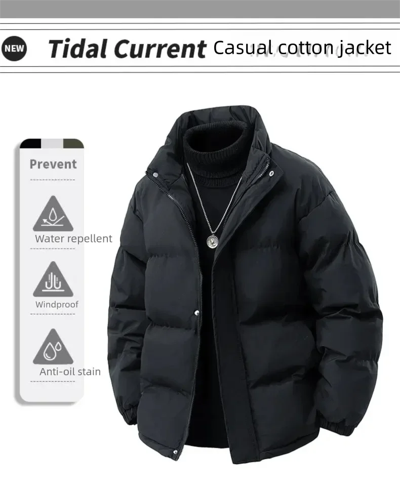 

Thicken Warm Coats Winter Jacket Mens Parkas Quilted Lined Down Windbreaker Outdoor Sportswear Full Zip Tops Unisex Streewear