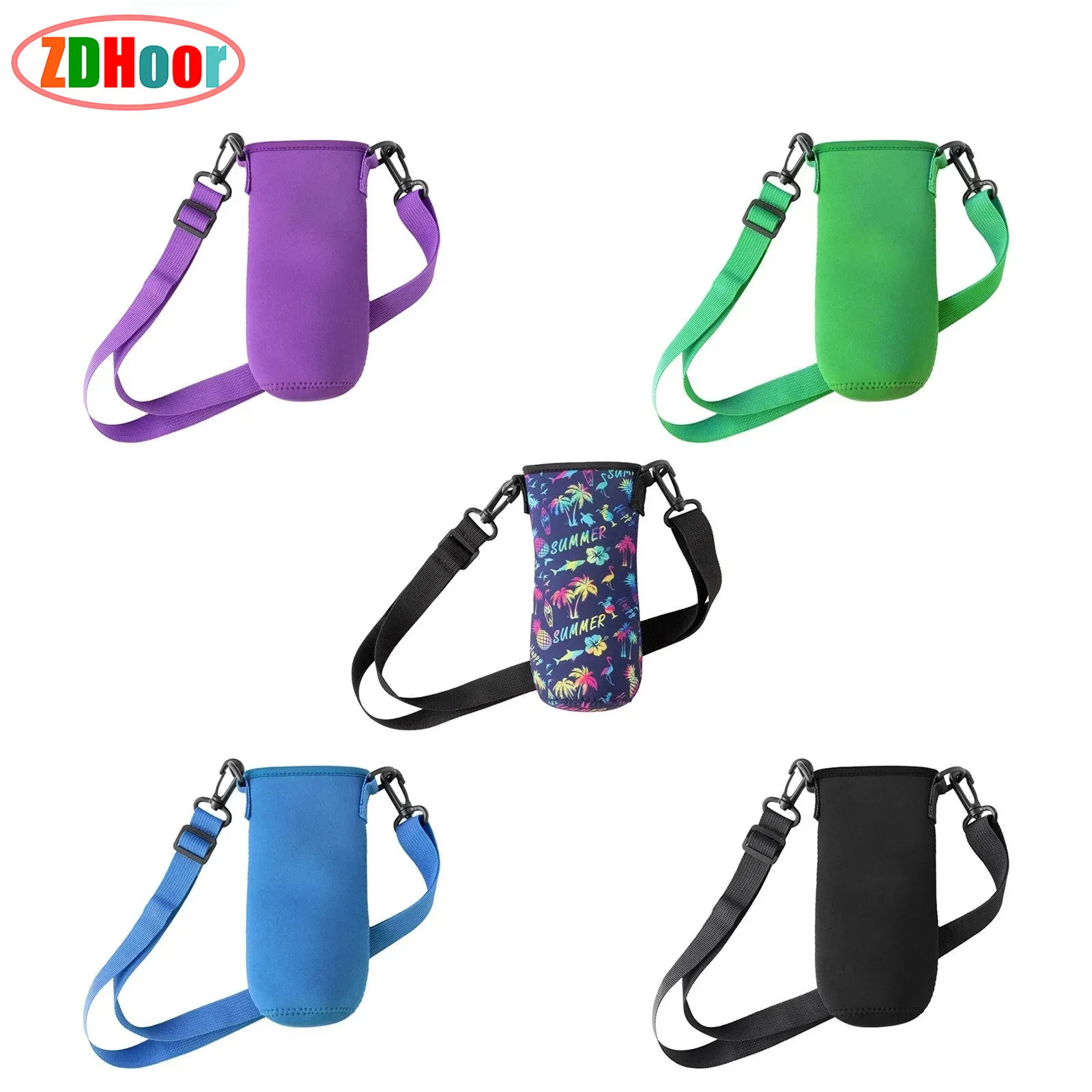 

2Pcs Cup Sleeve Jug Sling Bag Neoprene Insulated 22oz Water Bottle Sleeve with Shoulder Straps for Outdoor Hiking Camping