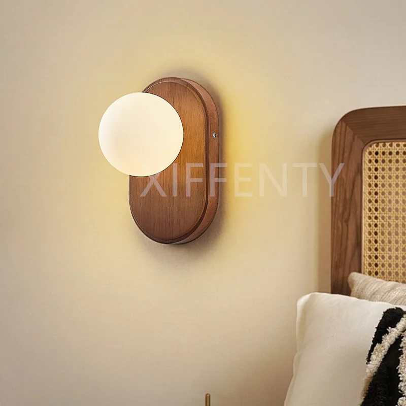 

LED Wooden Bedroom Wall Light Bedroom Bedside Wall Lamp Aisle Hallway Lights Retro Lamps Entrance Lighting