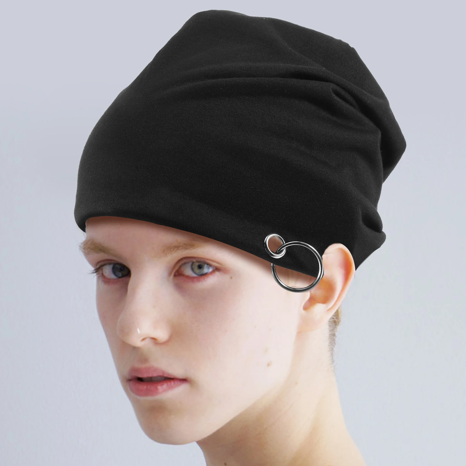 

Men Has Turban Hat Head Wraps Double Layer Beanie Turbans Beanies Black for Man