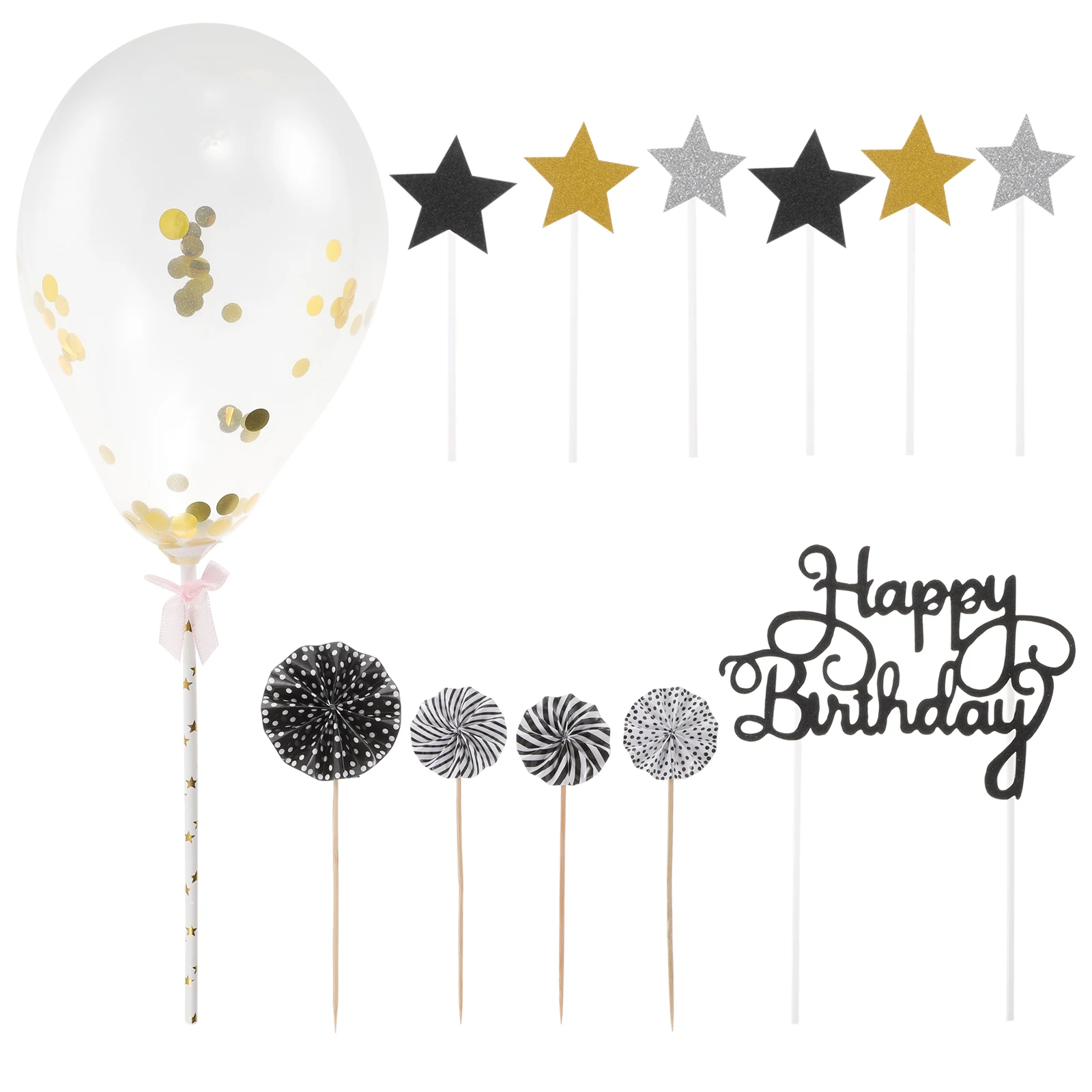 

12 Pcs Cake Picks Glitter Paper Inserts Cards Birthday Decorations Sequins Cupcake Toppers Safe Party Atmosphere
