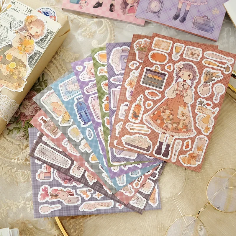 20sheets Kawaii Girl Stickers Cartoon Scrapbooking Cute Sticker DIY Handbook Stickers Decoration Stationery Supplies