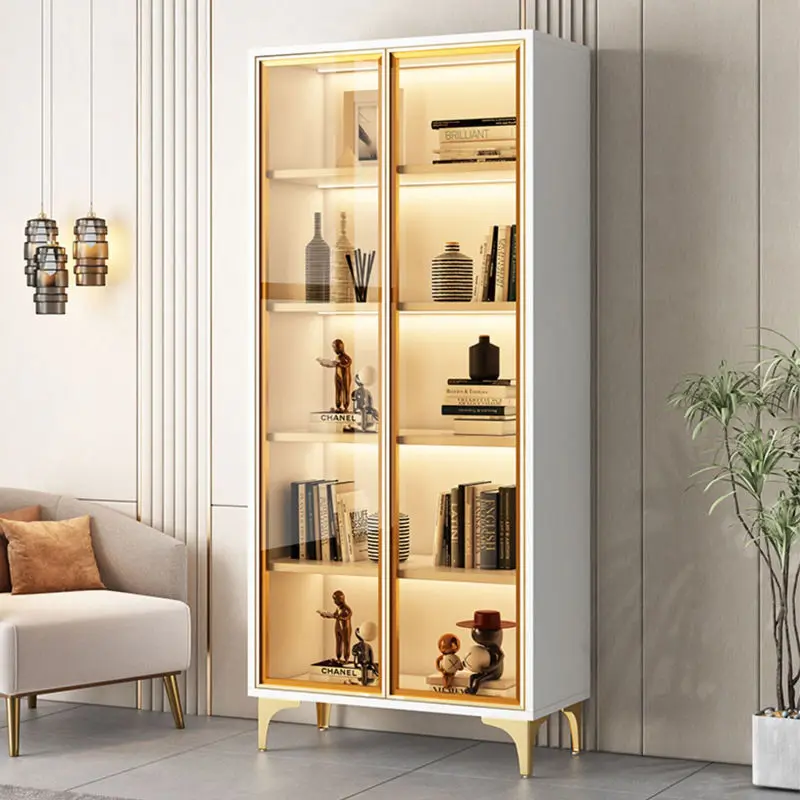 

Bookcase with glass door, transparent wine cabinet, light luxury household living room integrated