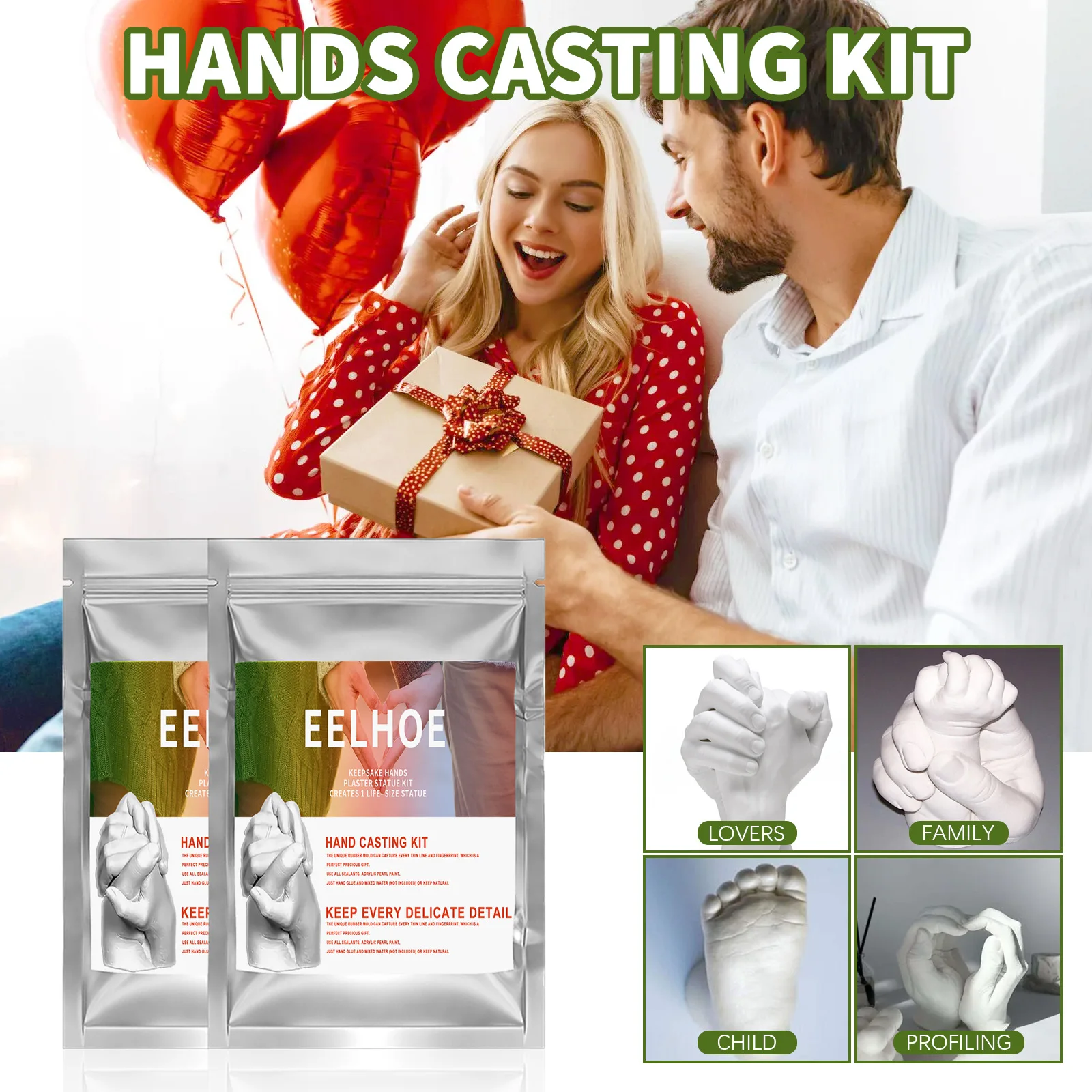DIY Hand Foot Casting Molding Powder Kit, 3D Hand Model for Couples & Infants, Valentine Souvenir Gift