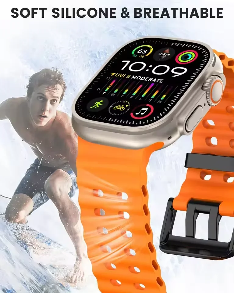 Ocean Silikonarmband für Apple Watch Band Ultra 4/3/2/1 49mm Serie 12 11 10 46mm Komfortables Armband IWatch 9 8 7 6 5 4 SE 45/44mm – Detail 21