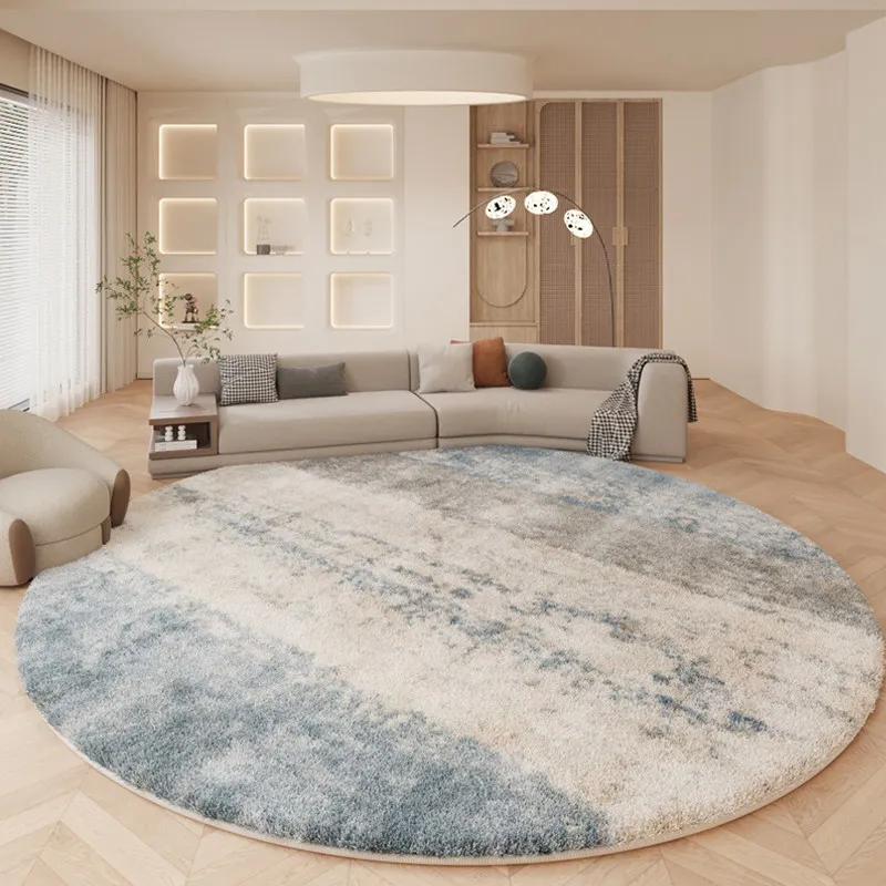 VIKAMA Chic Abstract Round Rug Soft Non-Slip Machine Washable Carpet Cozy Vibe for Walk-in Wardrobe Living Room Home