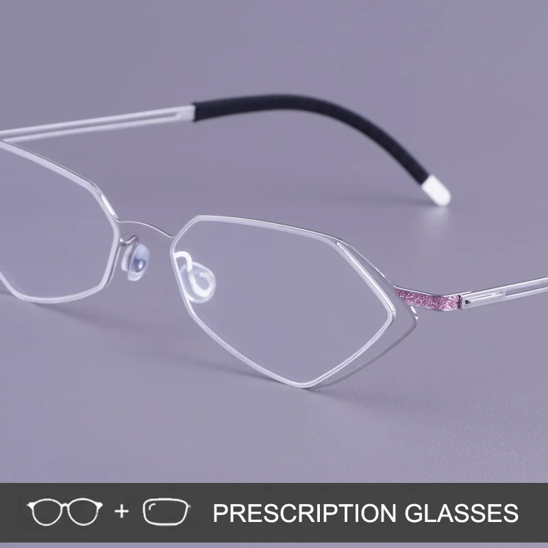 

Diamond Shape Design Titanium Prescription Glasses Frame Men Women Ultralight Optic Eyeglass Screwless Luxury Spectacles Eyewear