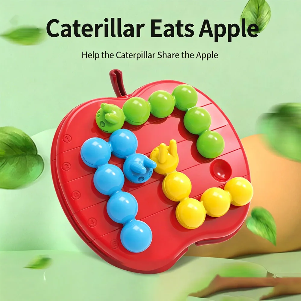 Educational Caterpillar Eating Apple Game, Logic Thinking Training Puzzle, Intellectual Problem Solving Desktop Toy