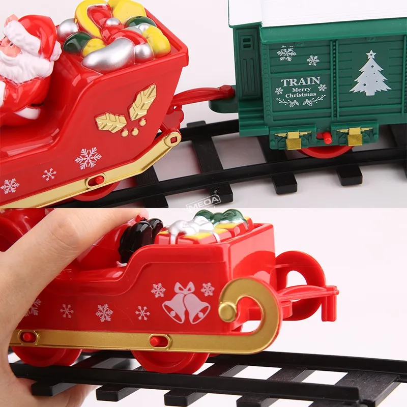 Weihnachten Elektrische Schienenauto-Serie Hinzufügen Wasser zu Rauch Zuggleis Kleine Größe Zug Elektrisches Spielzeug mit Musiklichtern