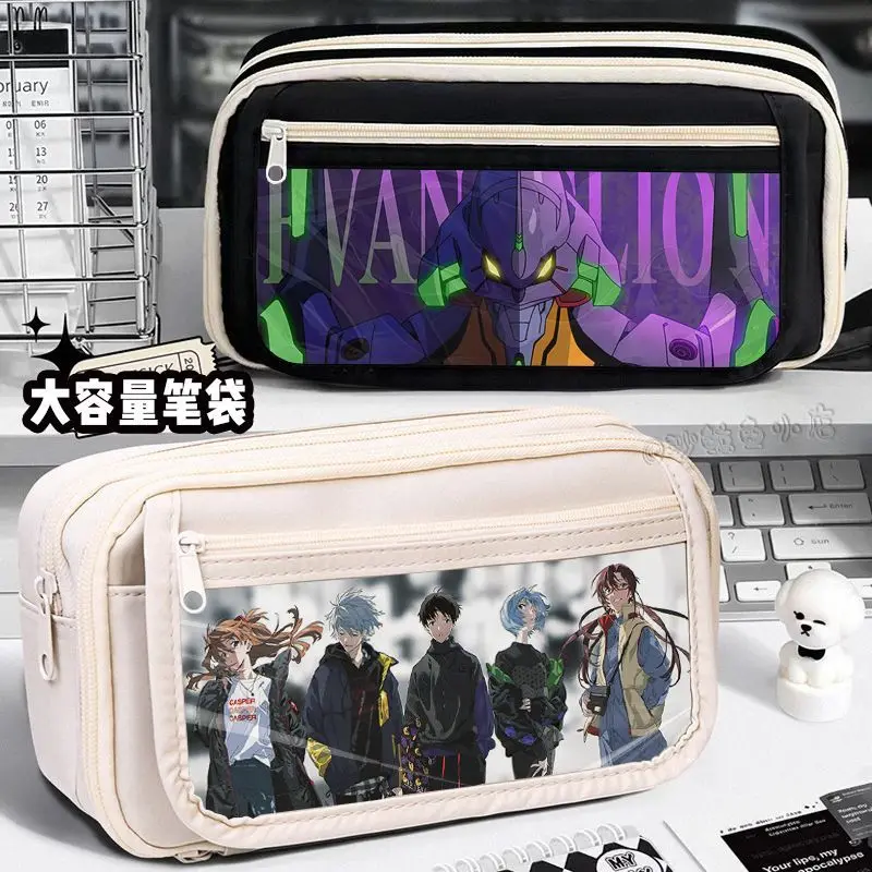 Neon genesis evangelionasuka langley soryu dos desenhos animados criativo lápis caso júnior estudante do ensino médio grande capacidade caixa de papelaria