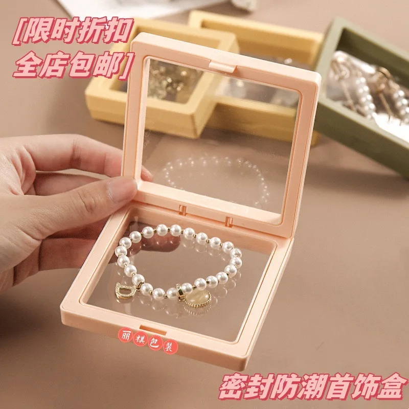 Jewelry Storage Box Antioxidant PE Film Suspension Case for Earrings, Bracelets & Beads Elastic Transparent Organizer