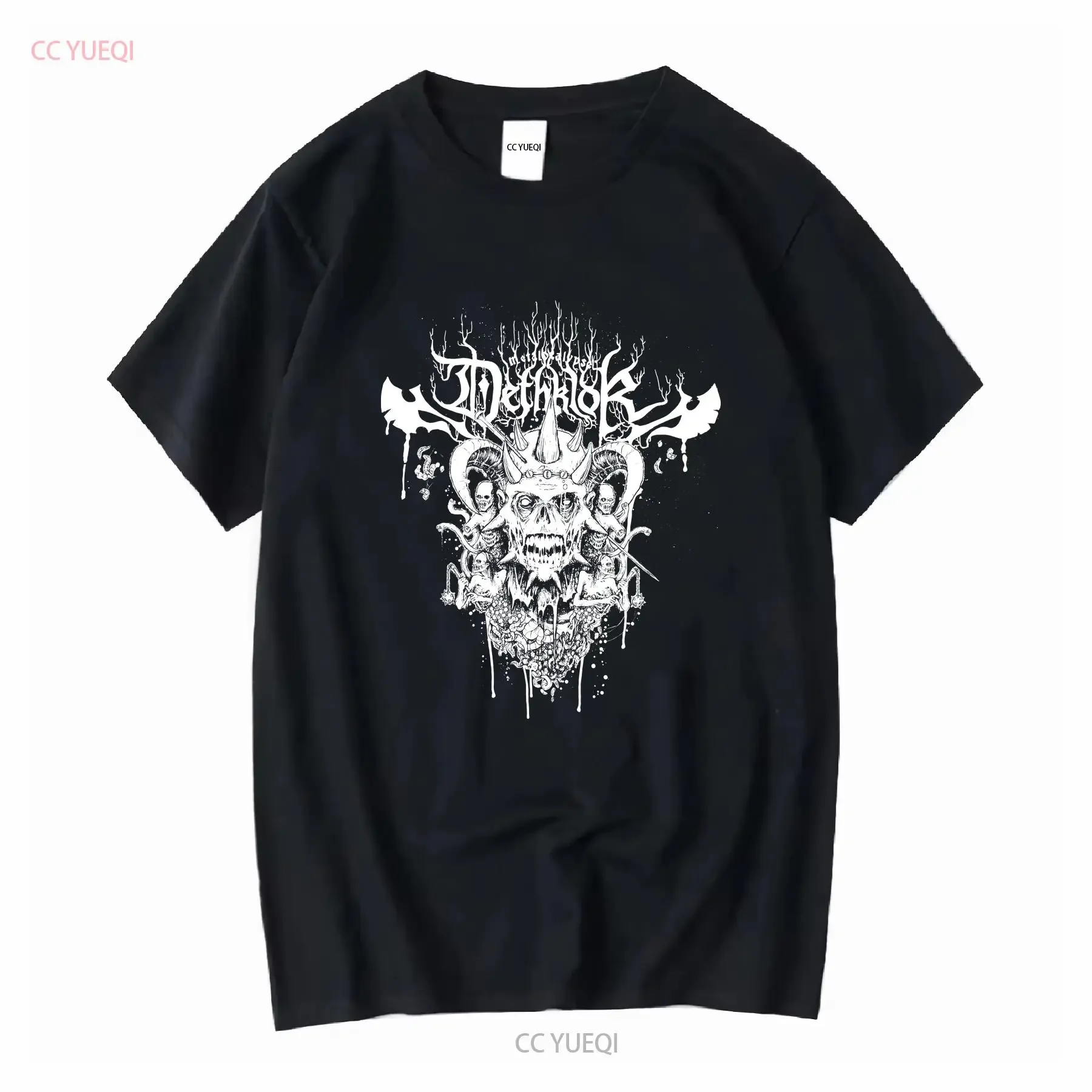 Vtg Dethklok Music Band Heavy Cotton Black Full Size T Shirt KK812 long sleeves vintage Washed Casual homme Stretched