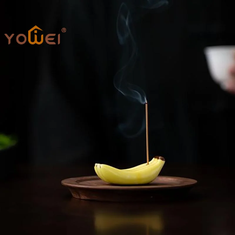 Latest Ceramic Cute Bananas Incense Stick Holder Incense Insertion Incense Tray Home Decor Office Teahouse Living Room Ornament