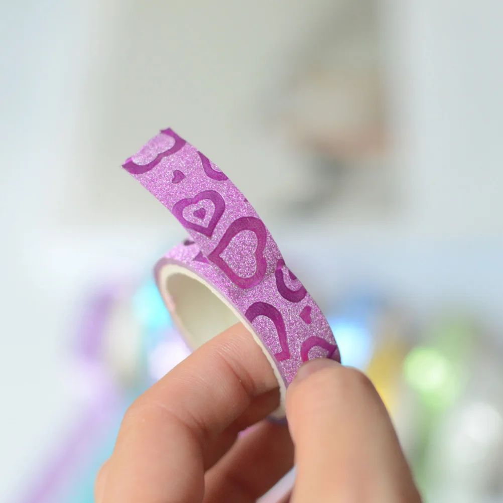 

10Pcs Decorative Tape Glitter Colorful DIY Craft Tape Set for Scrapbook Planner Organizer Gift Wrapping Creative Use