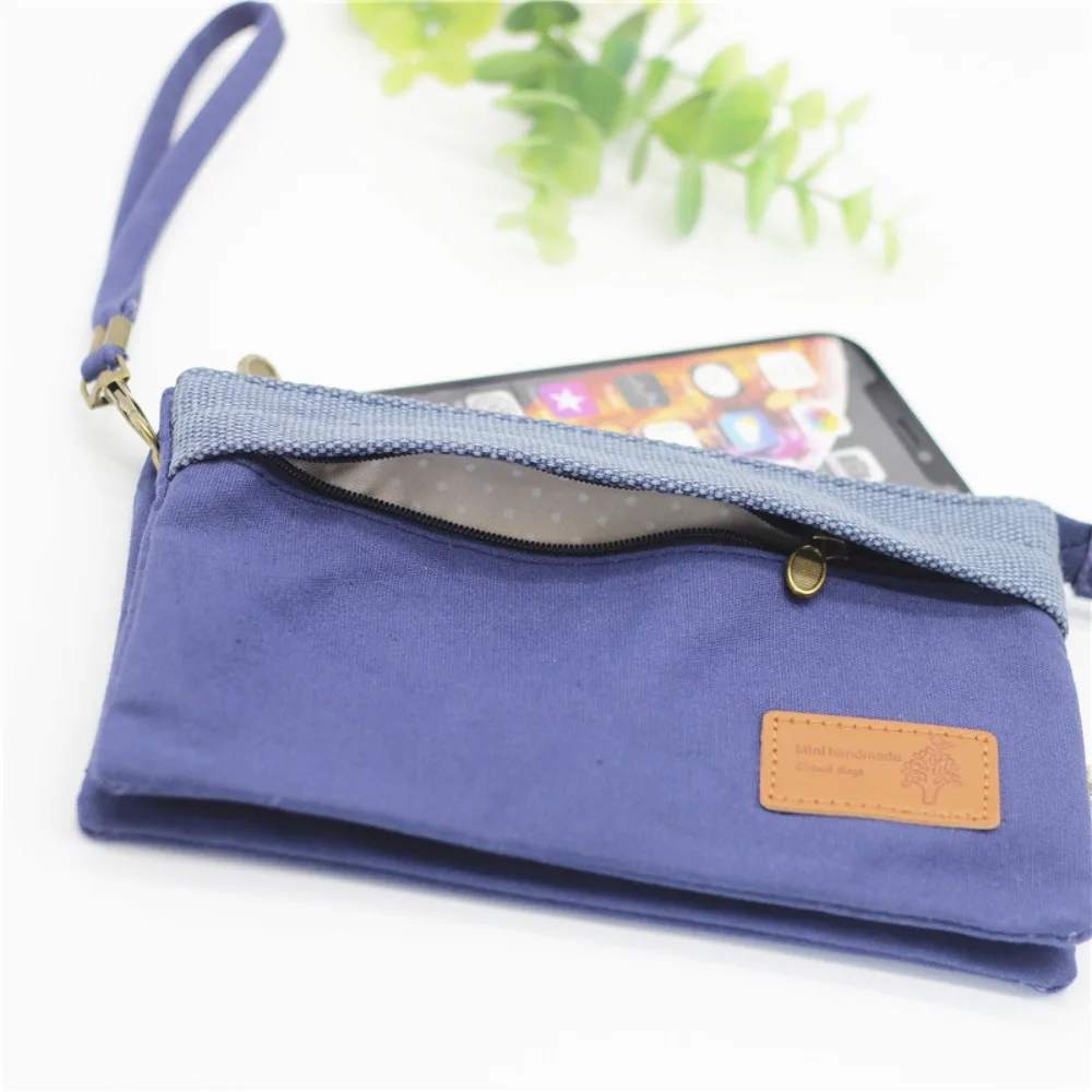 

New Canvas Coin Purse Multilayer Large-capacity Earphone Pocket Zipper Storage Bag Students