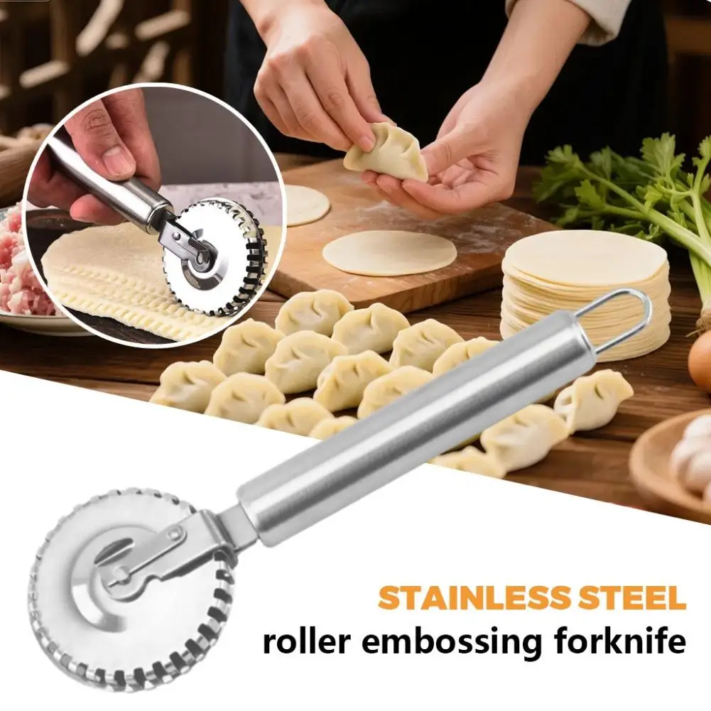 Rueda para hacer pastelería, cortador de raviolis de acero inoxidable, herramienta para hacer masa de pasta fresca y dumplings