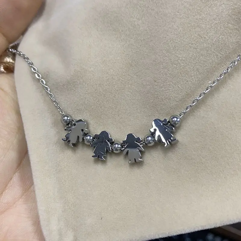 4/3 بوي جرلي دلاية ساحرة قلادة اسم تاريخ الطفل الأسرة مجوهرات محفورة الفولاذ المقاوم للصدأ الذهب اللون مجوهرات #2