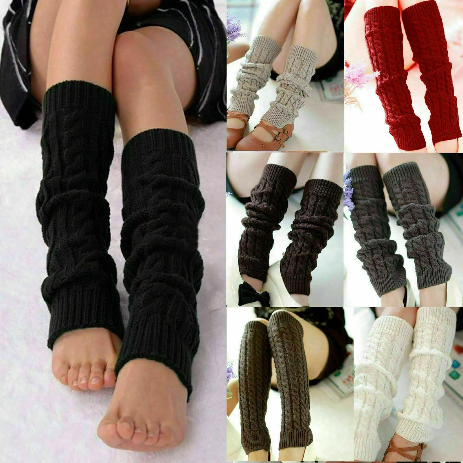 Ladies Knee High Leg Warmer Crochet Women Slim Punk Cool Knit Long Winter Socks Lolita Cosplay Gothic Kawaii Hip-hop Rock Y2k