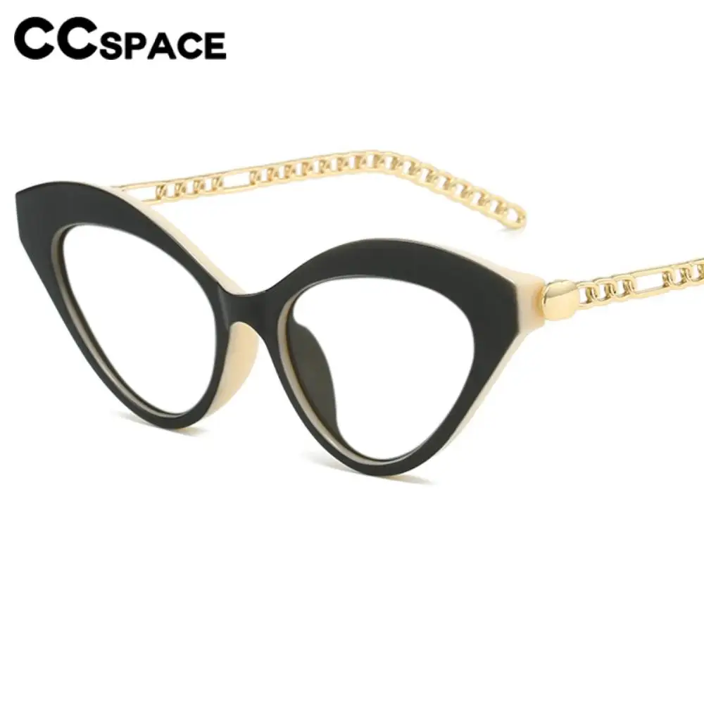 B57283 Triangle Cat Eye Anti Blue Light Reading Glasses Women Luxury Metal Hollow Out Chain Presbyopic Dioptric +50~+400