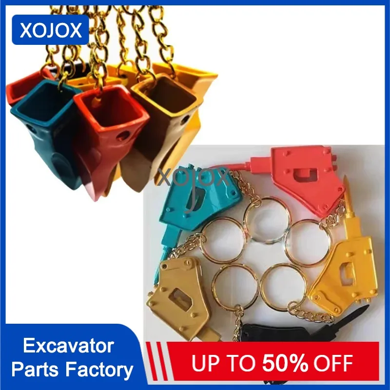 XOJOX Excavator Bucket tooth keychain Boutique Pendant Broken Hammer Keychain For Komatsu Kobelco Hitachi Caterpillare