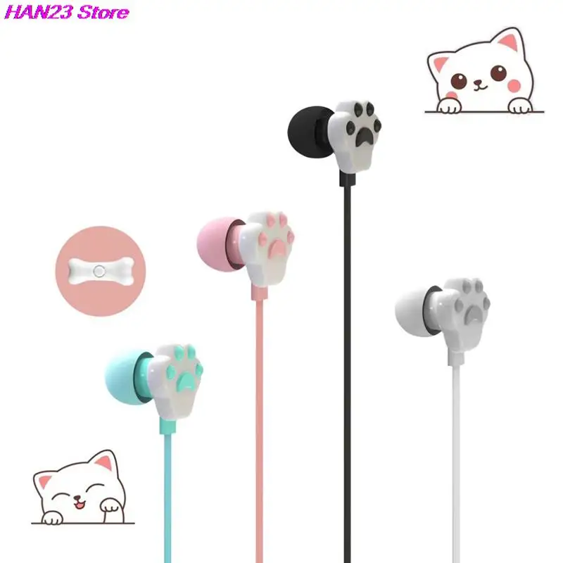 Auriculares con cable para niñas, audífonos intrauditivos con forma de Pata de Gato, micrófono, estéreo para videojuegos, música, para Samsung y Xiaomi, 3,5mm