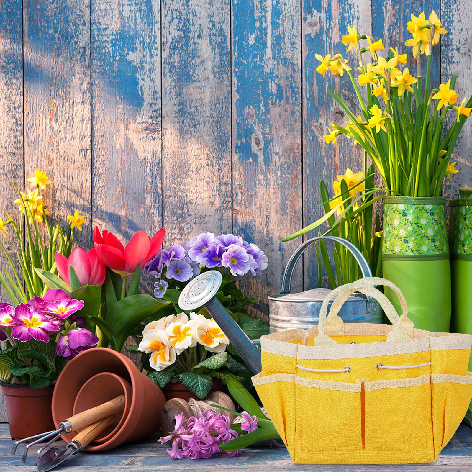 

Gardening Tools Bag Portable Organizer Durable Material Multiple Pockets Non-Skid Handle Planting Trimming Transplanting Storage