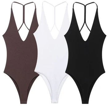 TFMLN ผู้หญิงบอดี้สูทเซ็กซี่ Backless แฟชั่น Slim ผู้หญิง Ch...