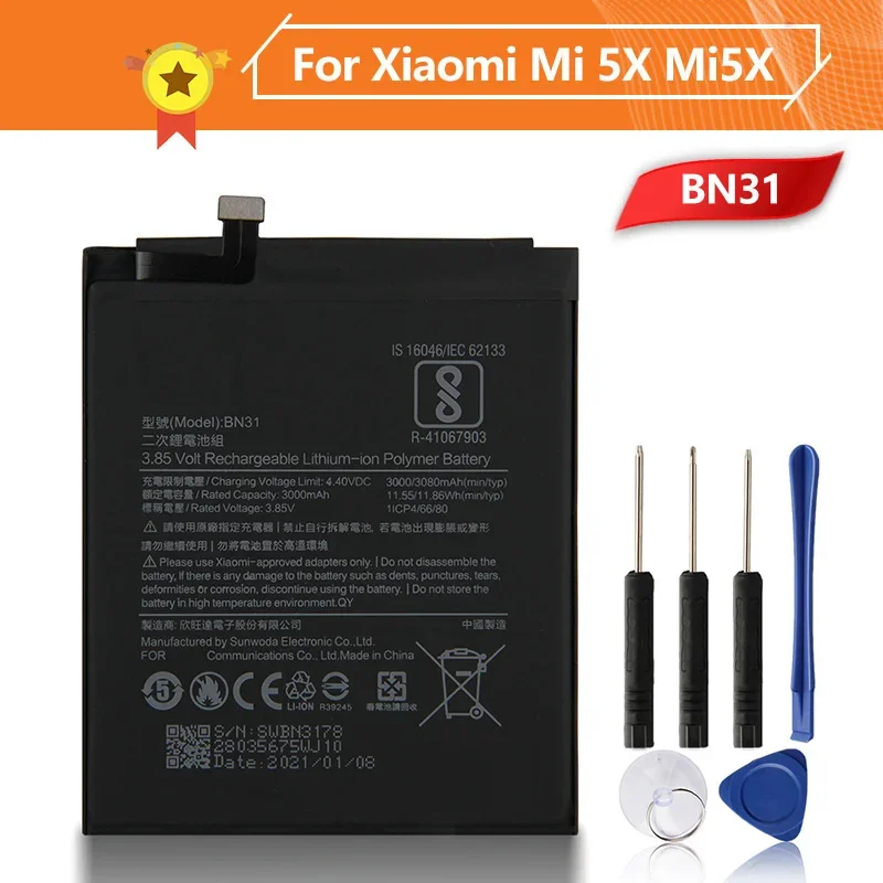 

BN31 Phone Battery For Xiao Mi 5X Mi5X BN31 Redmi Mi A1 Mi 5X Note 5A REDMI S2 Y1 Y1 Lite Y2 Battery