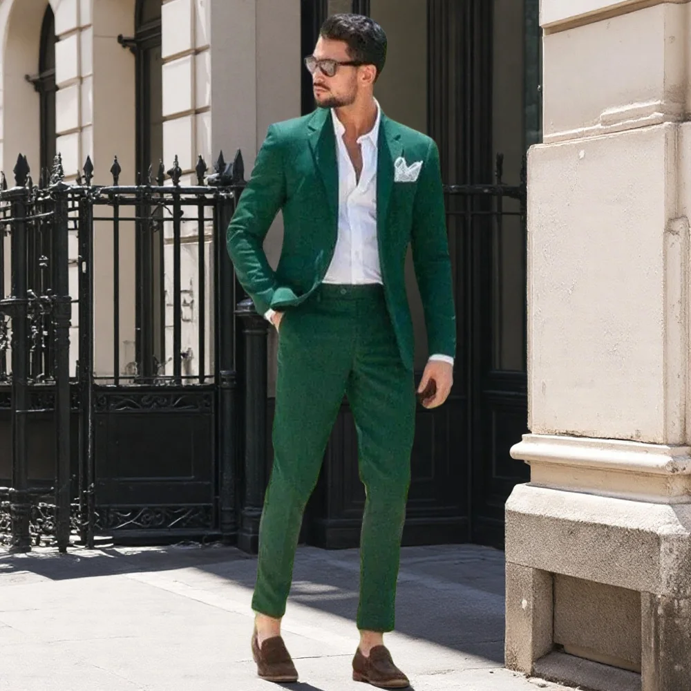 

Шикарные приталенные мужские костюмы костюм homme mariage Notch Lapel 2-х предметная куртка и брюки полный комплект элитная деловая офисная одежда