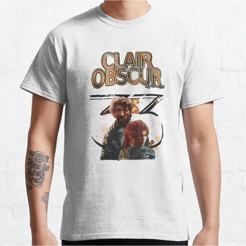 

Vintage Style Clear Obscur Expedition 33 Dark Fantasy Video game T-Shirt for Gamer Large Size Adult Tops S-6XL
