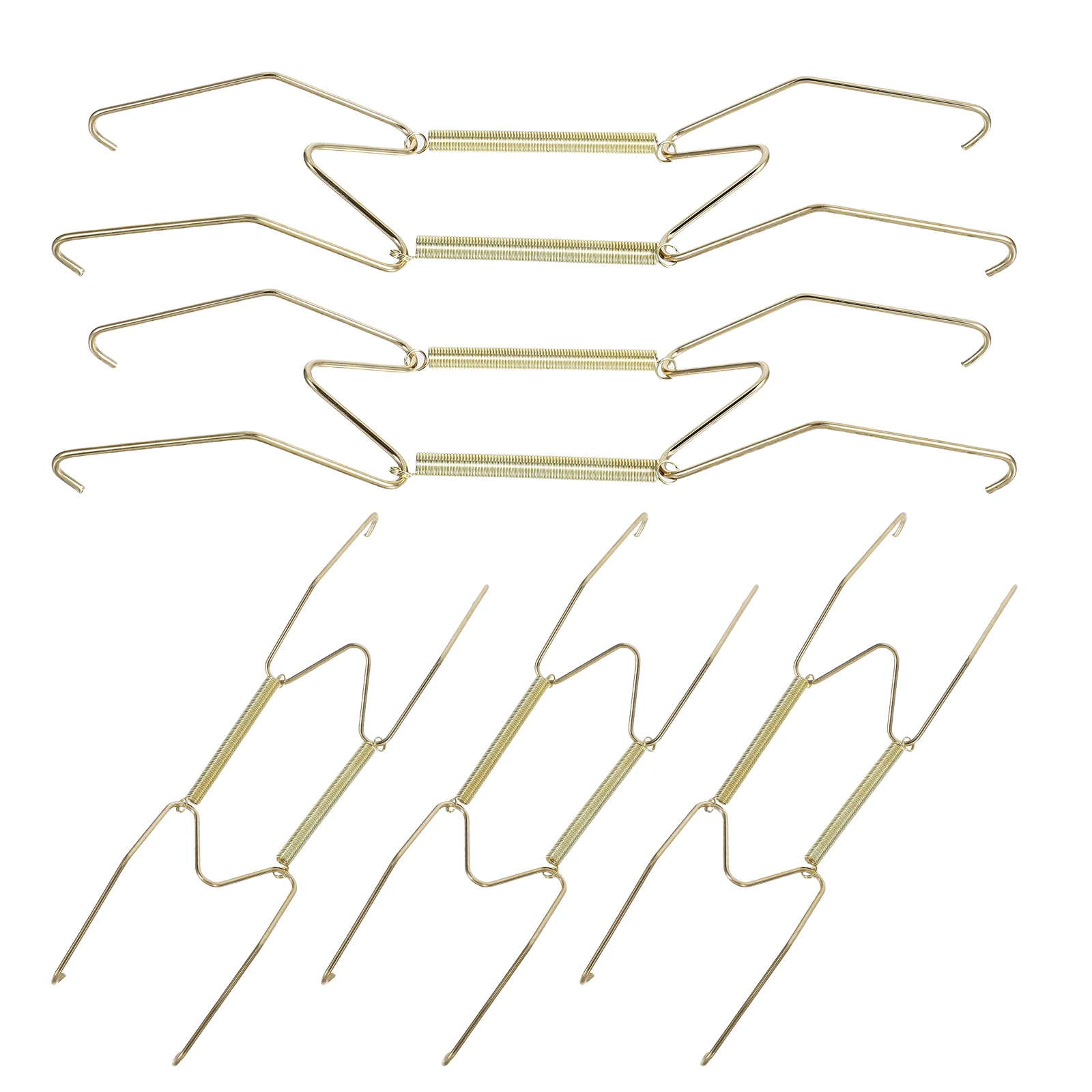 

5pcs Spring Plate Rack Stainless Steel Heavy Duty Wall Mount Wire Shelving Hooks Invisible Adhesive Hanger WShaped Design